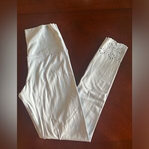 Glyder Small Light Blue Leggings with Flower cut out design near ankles